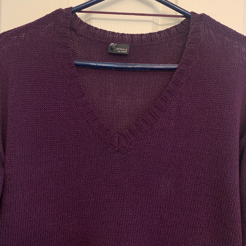 Sparkle & Fade Deep Purple oversized cropped Knit Top